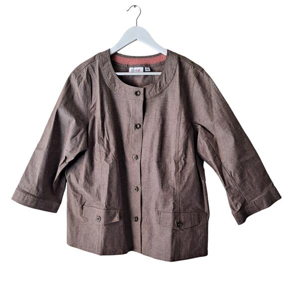 Denim & Co Womens 2 Piece Top and Capri Pants Matching Set Brown Size XL - Picture 3 of 16